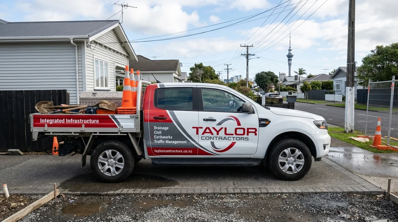 Taylor Contractors branded fleet van NZ